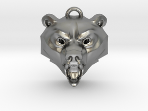 Bear Medallion (solid version) medium in Natural Silver: Medium