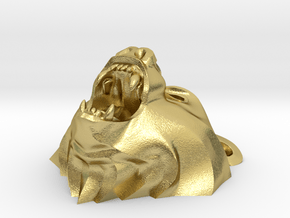 Bear Medallion (solid version) large in Natural Brass: Medium