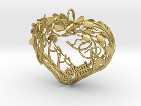 Heart Branches - Ornament in Natural Brass: Small