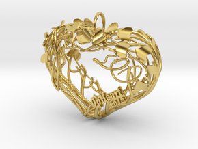 Heart Branches - Ornament in Polished Brass (Interlocking Parts): Small