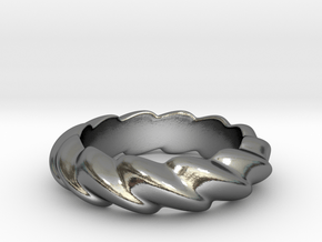 Wavy Ring in Fine Detail Polished Silver: 7 / 54