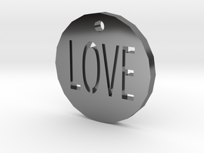 Love Pendant in Fine Detail Polished Silver