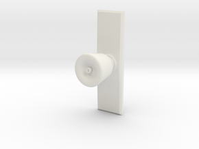 Door Knob with backing plate in 1:6 scale in White Natural Versatile Plastic