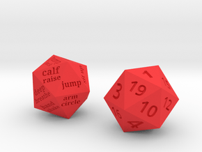 Fitness Dice D20 FINAL in Red Processed Versatile Plastic