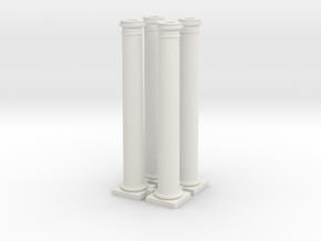 4 Doric Columns  3500mm high at 1 to 76 scale in White Natural Versatile Plastic
