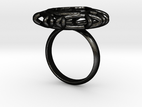 Ring with Swarovski crystal in Matte Black Steel: 7.75 / 55.875