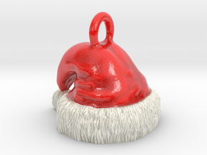 Full Color Santa Hat Pendant / Ornament in Glossy Full Color Sandstone