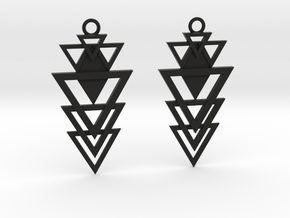 Geometrical earrings no.12 in Black Natural Versatile Plastic: Small