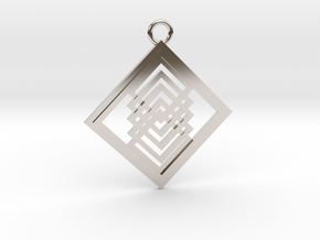 Geometrical pendant no.14 in Rhodium Plated Brass: Large