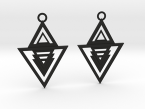 Geometrical earrings no.13 in Black Natural Versatile Plastic: Medium