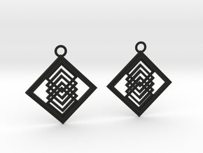 Geometrical earrings no.14 in Black Natural Versatile Plastic: Medium