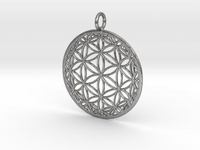 Hyperbolic Seed of Life 40mm in Natural Silver