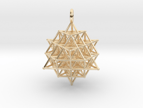 64 Tetrahedron Grid 35mm Pendant  in 14K Yellow Gold