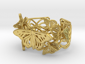 Butterflies in Love_ Bracelet_ S in Polished Brass