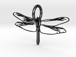 Dragonfly Pendant in Polished and Bronzed Black Steel