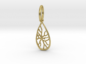 Tree Stone Pendant  in Natural Brass