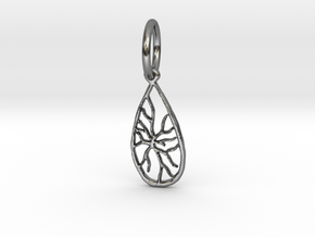 Tree Stone Pendant  in Polished Silver
