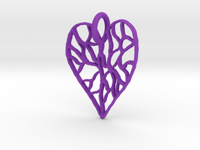 Cracked Heart Pendant in Purple Processed Versatile Plastic