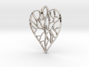 Cracked Heart Pendant in Rhodium Plated Brass