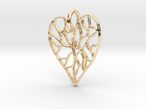 Cracked Heart Pendant in 14k Gold Plated Brass