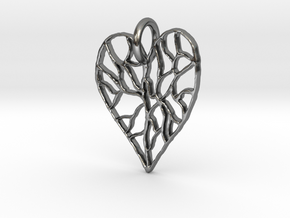 Cracked Heart Pendant in Polished Silver