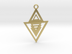 Geometrical pendant no.13 in Natural Brass: Medium