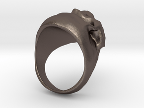 Skull Big Ring in Polished Bronzed-Silver Steel: 7.5 / 55.5