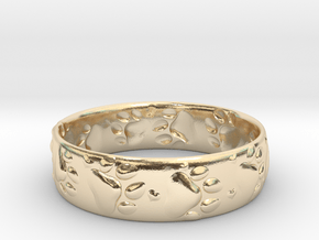 Paw prints and hearts ring in 14k Gold Plated Brass: 6 / 51.5