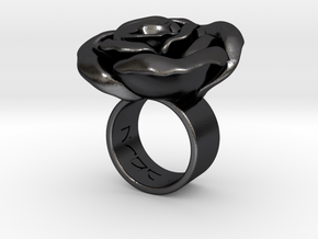 Rosa _Ring_S in Polished and Bronzed Black Steel