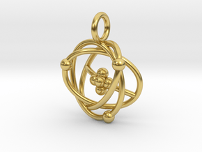 Atomic Model Pendant - Science Jewelry in Polished Brass