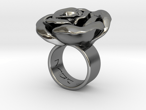 Rosa solitaria_M in Polished Silver