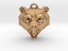 Bear Medallion (hollow version) small in Natural Bronze: Small