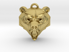 Bear Medallion (hollow version) small in Natural Brass: Small