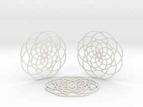Camellia Coasters in White Natural Versatile Plastic