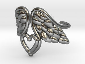 Tinas hearted wings in Polished Silver: 8 / 56.75