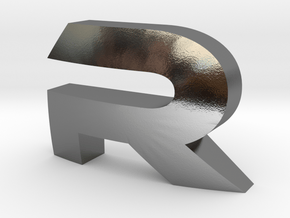Letter-Ecocentric-R in Polished Silver