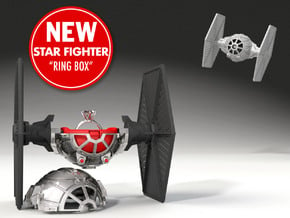 Star Fighter Ring Box Proposal/Engagement Ring Box in Black Natural Versatile Plastic