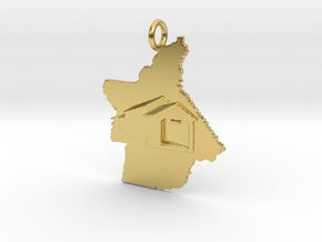 Butte-Honey Run Covered Bridge Pendant in Polished Brass: Small