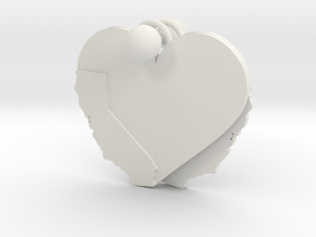 California Heart Earrings in White Premium Versatile Plastic