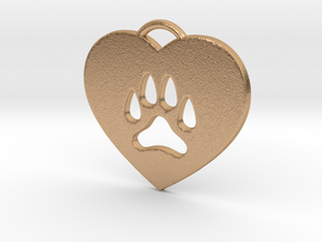 Heart Paw Pendant. in Natural Bronze