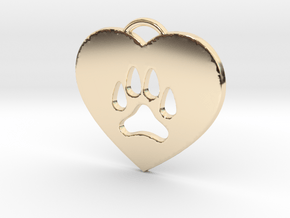 Heart Paw Pendant. in 14k Gold Plated Brass