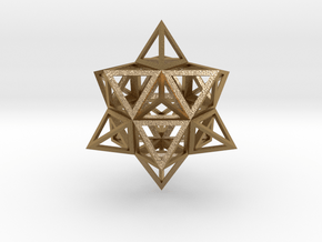 Wireframe Stellated Vector Equilibrium 3"  in Polished Gold Steel