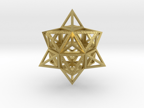 Wireframe Stellated Vector Equilibrium 3"  in Natural Brass