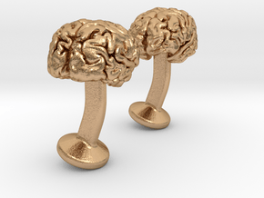 Brain Cufflinks in Natural Bronze