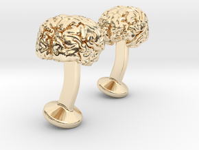 Brain Cufflinks in 14k Gold Plated Brass