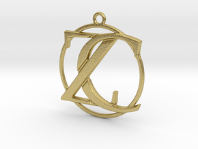 Initials Z&C and circle monogram in Natural Brass