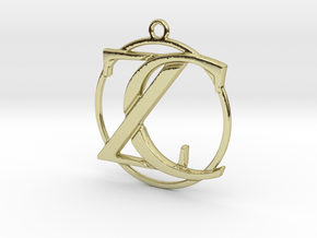 Initials Z&C and circle monogram in 18k Gold Plated Brass