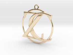 Initials Z&C and circle monogram in 14K Yellow Gold