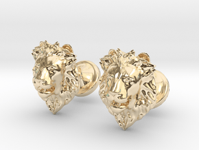 Lions Head cufflinks in 14k Gold Plated Brass
