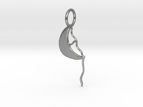 Crescent Bow & Arrow Pendant in Natural Silver